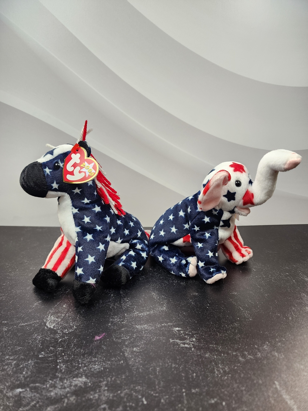 🇺🇸 Ty Beanie Babies Lefty 2000 & Righty 2000 — Patriotic Political Pair